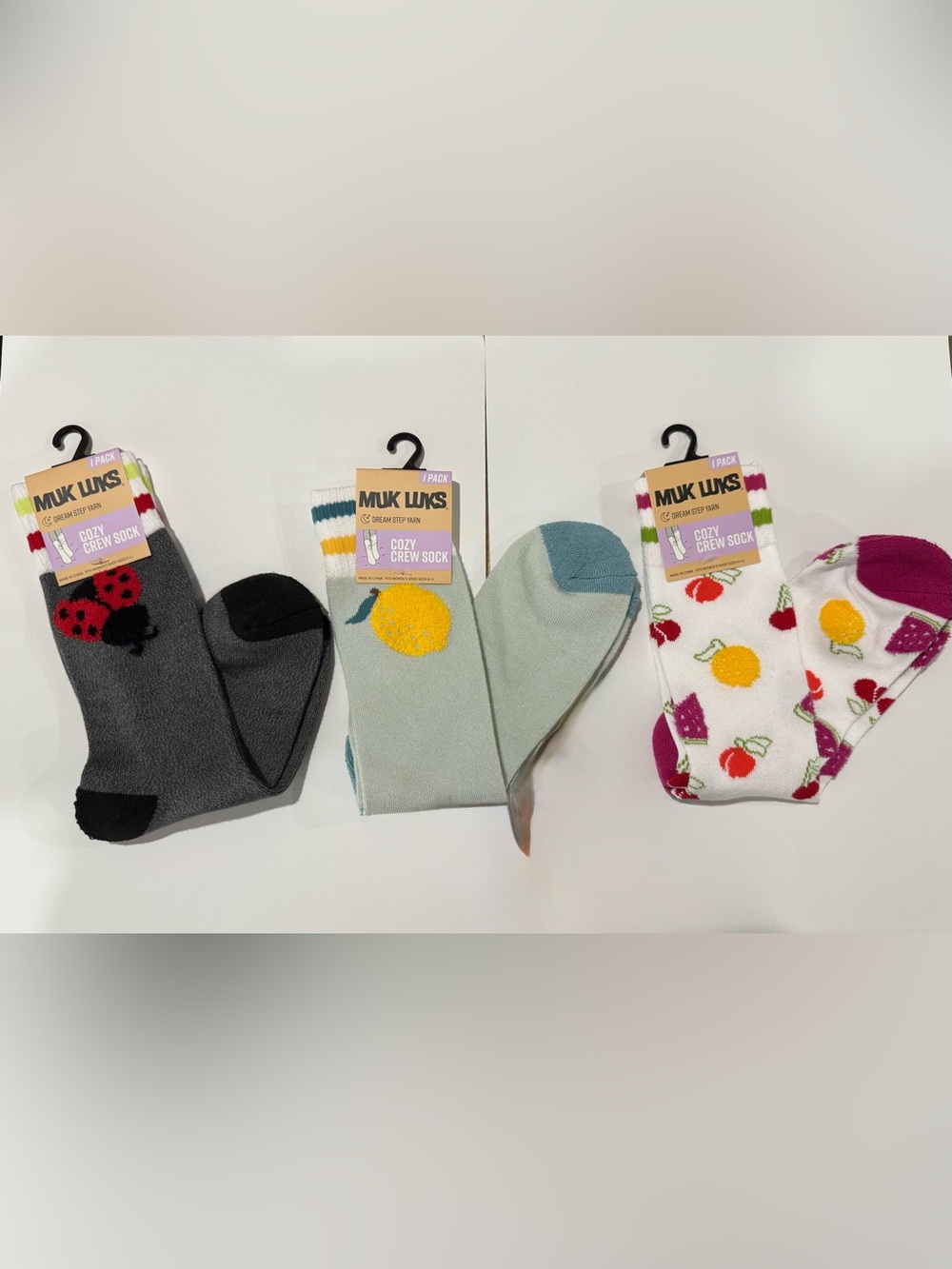 3 MUK LUKS Women’s Dream Step Cozy Crew Socks 1 Pack Each Size 6-11